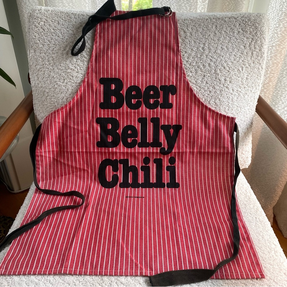 Vtg BEER BELLY CHILI Bib Apron Made in the USA RED STRIPED by Now Designs